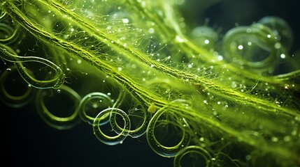 seaweed close-up against black background.