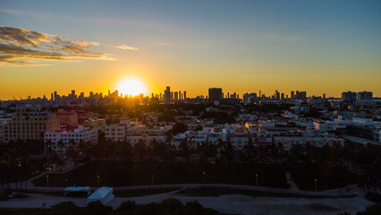 sunset over the city of miami florida