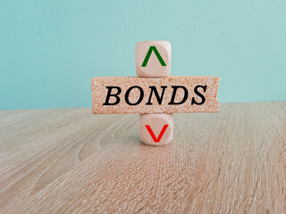Bonds wording with up and down on brick block for Bonds yield return of United States of America...