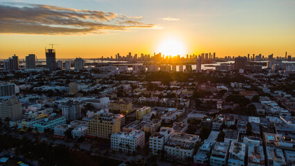 sunset over the city of miami florida
