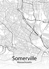 Fototapeta na wymiar Somerville Massachusetts minimalist map