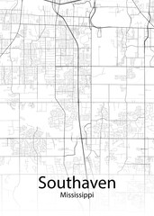 Southaven Mississippi minimalist map