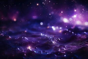 Lunar Luster: Ethereal Purple & Silver Particles - obrazy, fototapety, plakaty