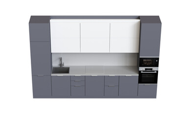 Kitchen furniture isolated on transparent background, 3d illustration, cg render
