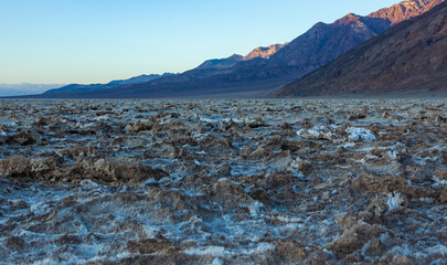 Cracked crystalline salt, Dry cracked earth in Salt Flats, Death Valley