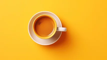 Keuken spatwand met foto cup of espresso coffee on yellow background. Zenith © HN Works