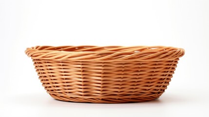 Fototapeta premium Empty wicker basket isolated on white background