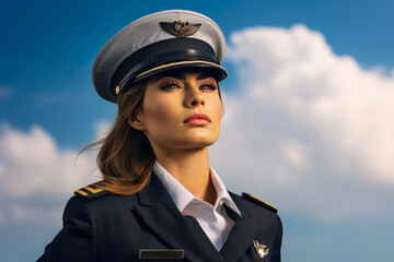 Aeroplane Officer Deep in Thought, Blue Backdrop