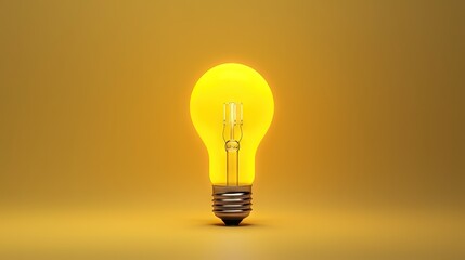Loading bar in process with a light bulb at the end on a yellow background. Concept of ideas in the process of creation.