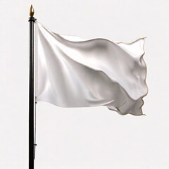 white flag for mockup, isolated on white background