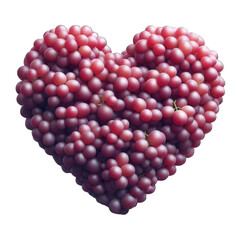 Vine Romance: Heart-Made Grape Pile on PNG Canvas, GENERATIVE AI