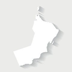 Simple white Oman map on gray background, vector