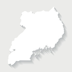 Simple white Uganda map on gray background, vector