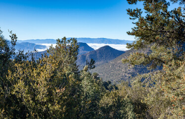 Clouds over valleys in the Sierra Nevada Mountains, California, USA