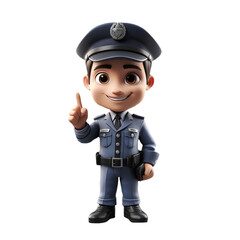 Fototapeta premium a 3d young police isolated on isolated transparent background png. Generated with Ai