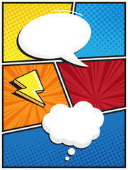 abstract comic book, pop art cartoon with speech bubble template background