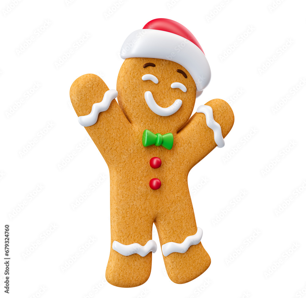 Wall mural gingerbread cookie for christmas in 3d render illustration