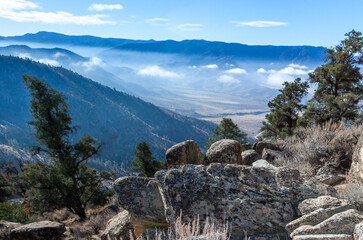 Clouds over valleys in the Sierra Nevada Mountains, California, USA