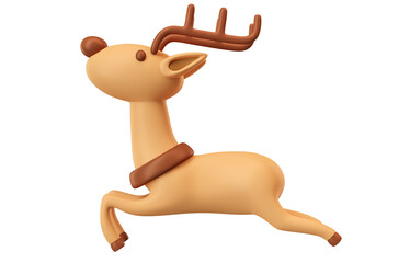 Christmas reindeer cartoon in 3d render illustration