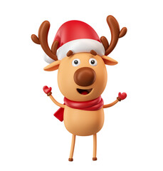 Christmas reindeer cartoon in 3d render illustration