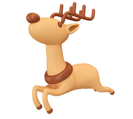 Christmas reindeer cartoon in 3d render illustration