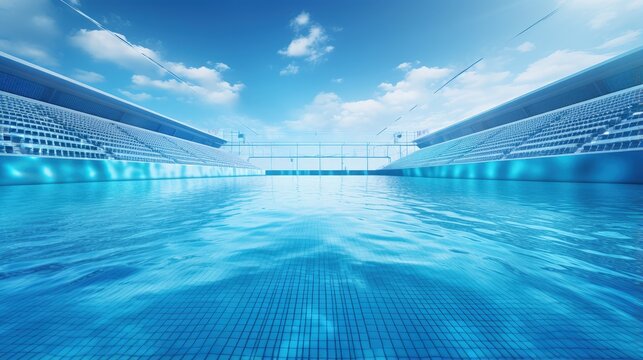 Olympic Swimming pool underwater background.