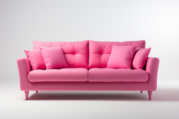 Pink sofa on a white background. 3d rendering