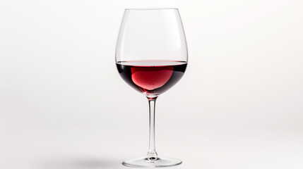 Red Wine Glass on a White Background 