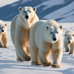 polar bears in the snow