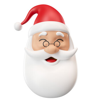 Santa Claus Face with glasses in 3d render illustration