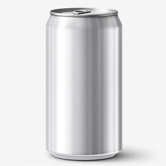 Aluminum soda can mockup. Metal can, front view.