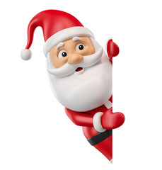 Santa Claus holding sign in 3d render illustration 