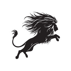 Dynamic Lion Assault - Silhouette of a Predator in Action, Displaying the Raw Power and Instinctual Aggression of the Animal Kingdom.