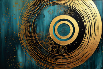Gold luxury circles on a dark background for card projects.