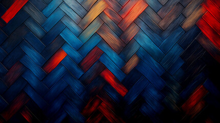 A colorful wall of wood with different colors geometric background