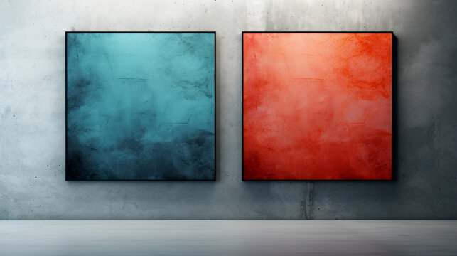 Red  blue Wall Paint Mockup Image