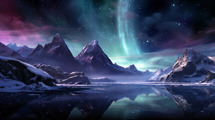 Aurora Over Icy Peaks

