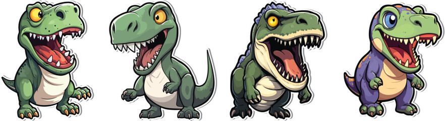 Tyrannosaurus Fantasy Cartoon Sticker - Vector Art. Let your imagination roam with our fantasy T-Rex cartoon sticker. Unique vector art for creating enchanting and whimsical designs. ©  IsolateArts