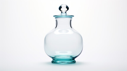 Obraz premium Vintage Large Glass Potbelly Jar and Lid on a white background