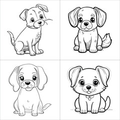 cute dog coloring page for kids. cute puppy dog vector design
