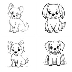 cute dog coloring page for kids. cute puppy dog vector design