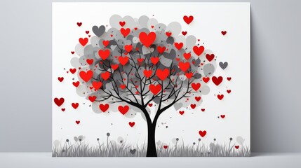 tree with hearts, valentines day ai generated