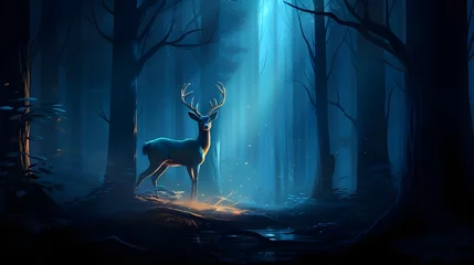 Poster Im Rahmen deer in the forest © 1_0r3