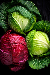 Obraz premium Green and red cabbage. Generative AI,