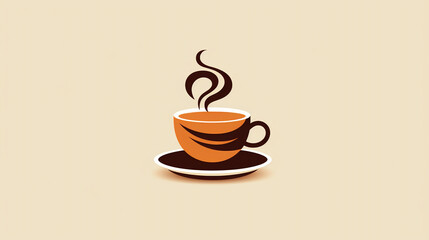 Brown coffee cup with steam vector art on a plain background 