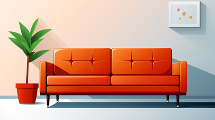 Livingroom orange sofa on white background 