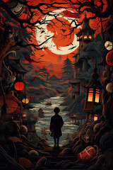 Eternal Harmony: A Retro Asian Style Art Poster Melding Vintage Eastern Aesthetics with Modern Generative Creativity, Crafted by Generative AI