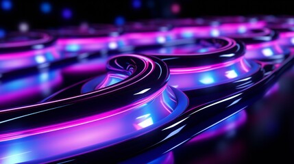 Neon Glow: Infinite Loops of Blue and Pink Light in a Mesmerizing Abstract Display