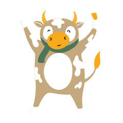 Cow With Glass Of Sparkling Wine