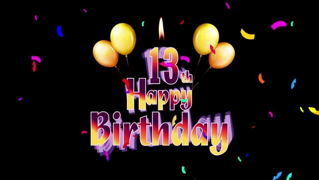 Happy Birthday 13th Celebration Colorfull Fireworks Logo Design Videos
